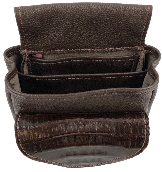 (image for) Brown Crocodile Belly & Leather Shotgun Shell Deluxe Belt Bag